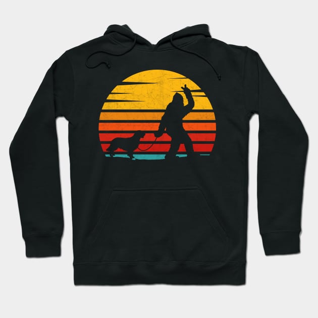 Vintage Retro Bigfoot Walking Golden Retriever Hoodie by heidiki.png